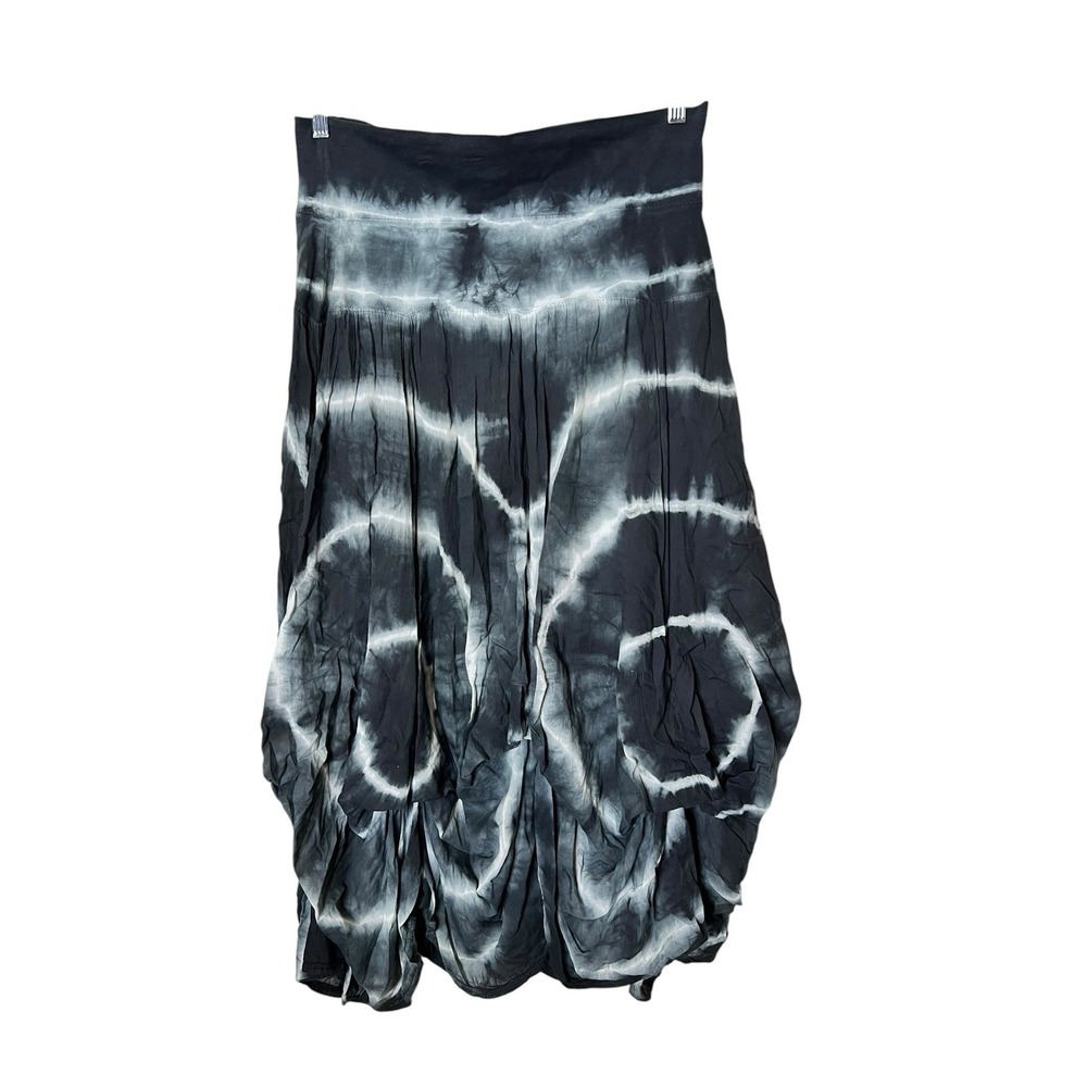 Now & Then Tie Dye Bubble Hem Boho Skirt Size L Pull On Lagenlook Artsy